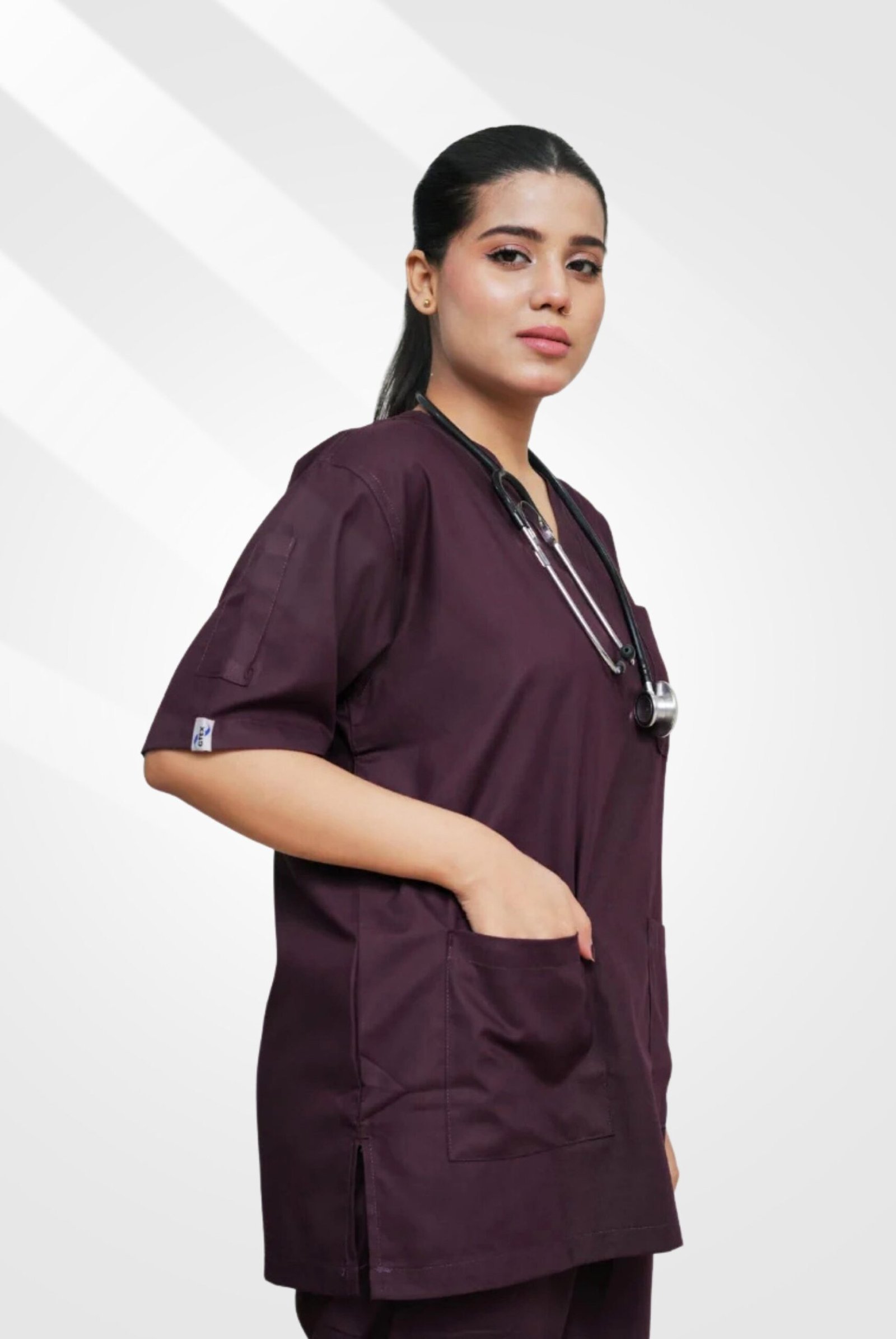 Classic Wine Scrub for Women by MK Scrub Top tax - Image 6