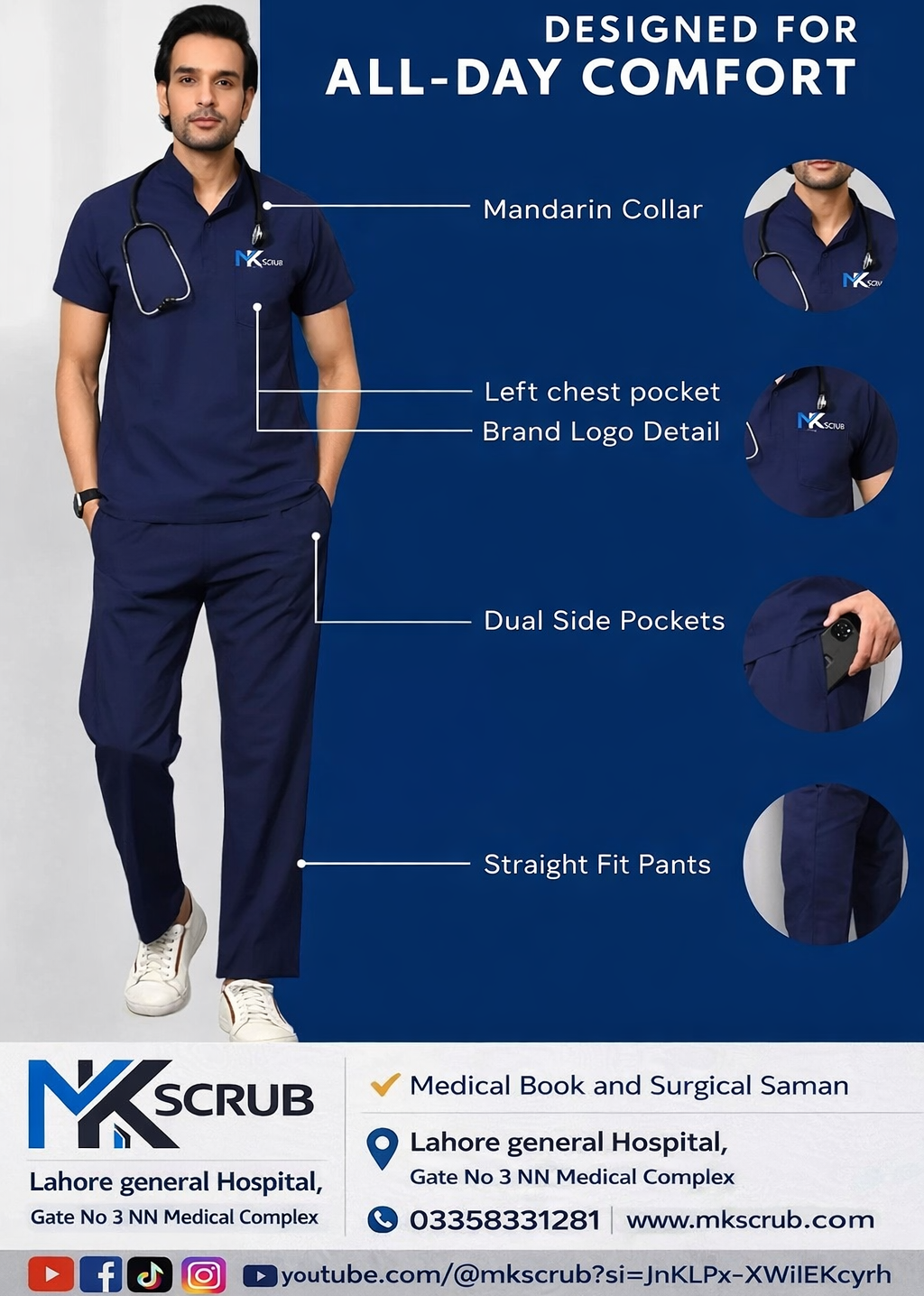 Premium Stretchable Fabric by MK Scrub